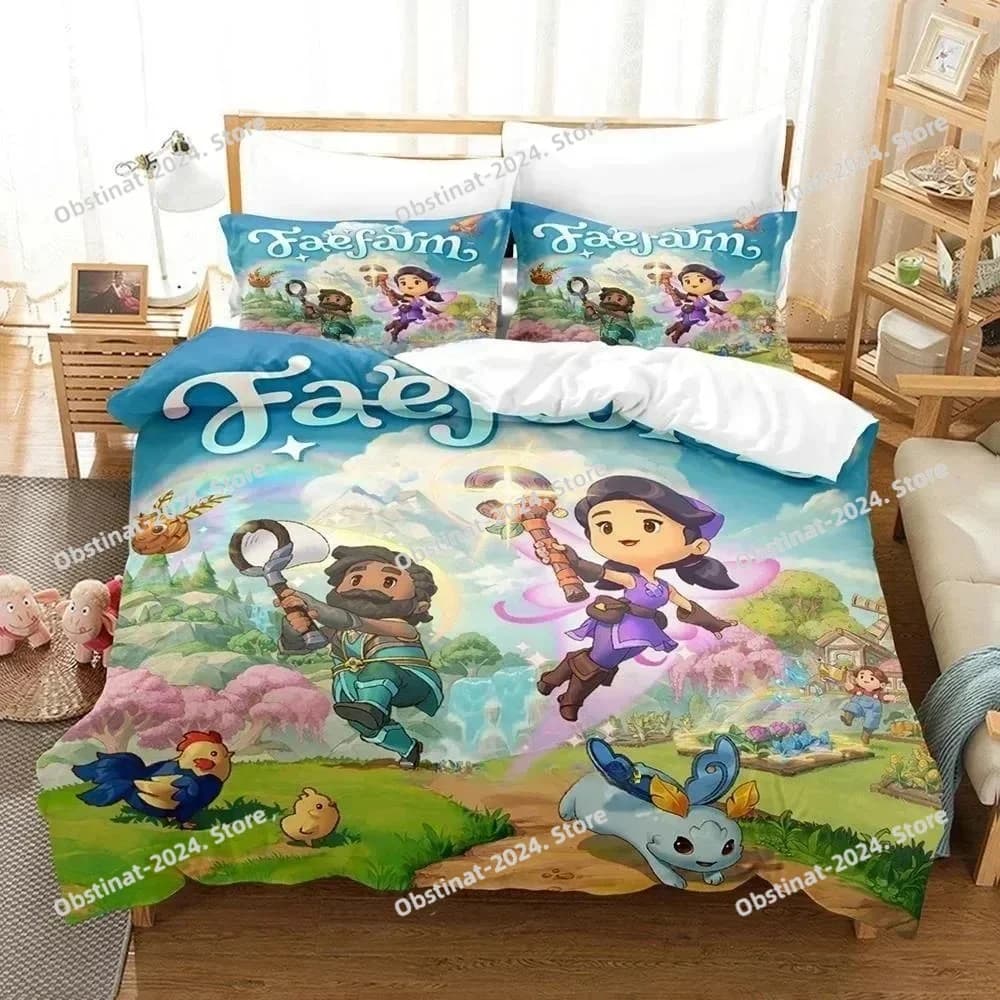 Set di lenzuola da gioco con stampa 3D Set di biancheria da letto Fae Farm Set di biancheria da letto singolo Twin Full Queen King Size Set copripiumino per camera da letto per bambini per adulti