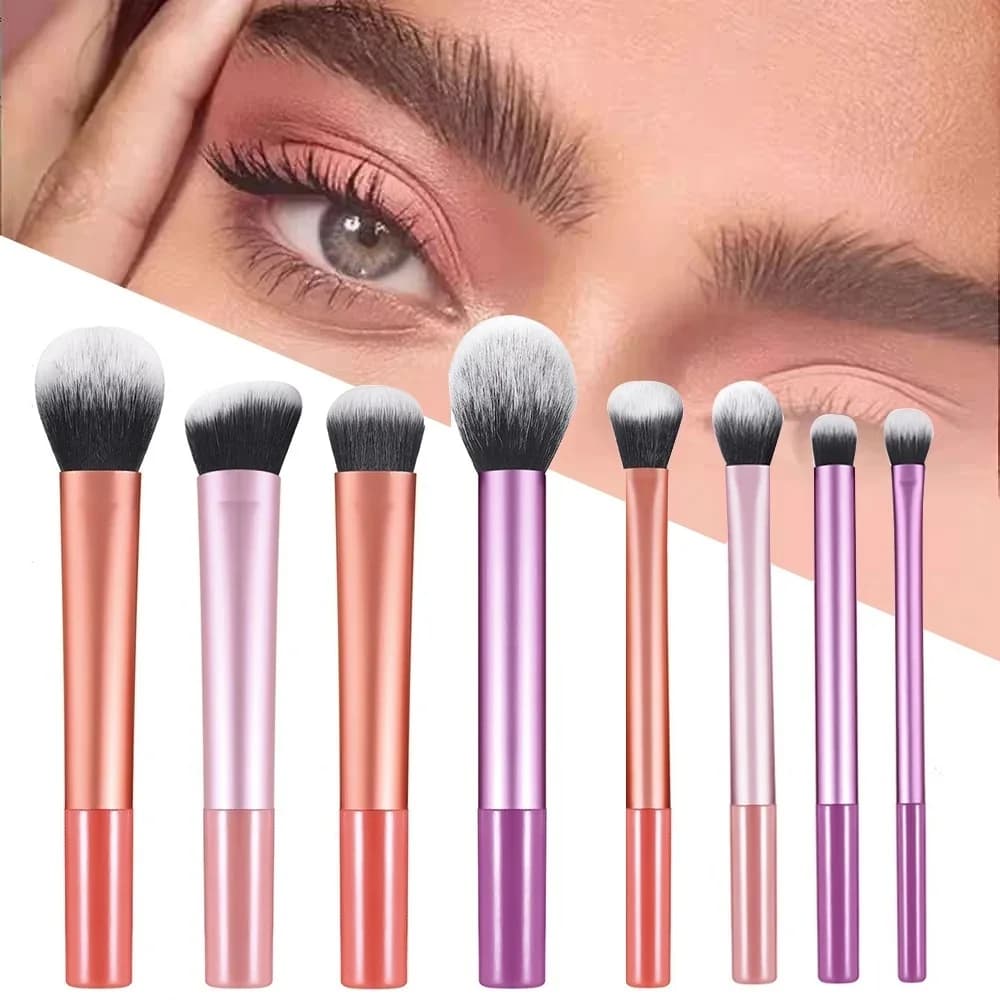 8Pcs Soft Synthetic Makeup Brush Set Multi-functional Foundation Blush Eyeshadow Cosmetic Brushes For Daily Beauty Makeup Tools