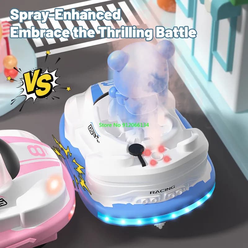 Family Interact Competition Game RC Car 2.4G Smart DEMO LED Lighting Spray Cool Music Remote Control Battle Bumper Car Kids Toy