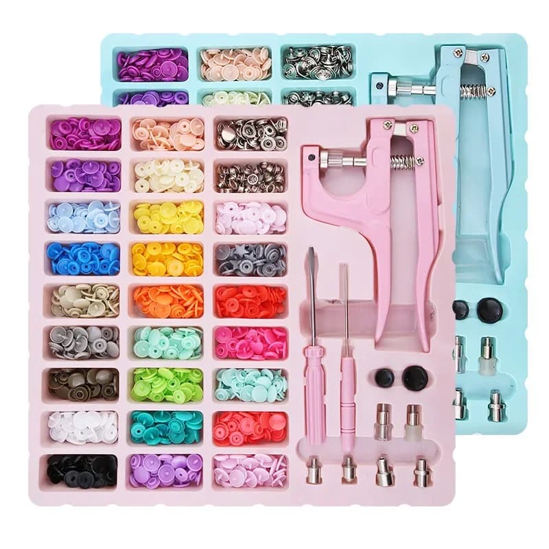 Set di bottoni automatici in plastica 270 set di bottoni automatici in plastica T5 con kit di strumenti per pinze a scatto facili da usare multiuso, sarto familiare fai da te