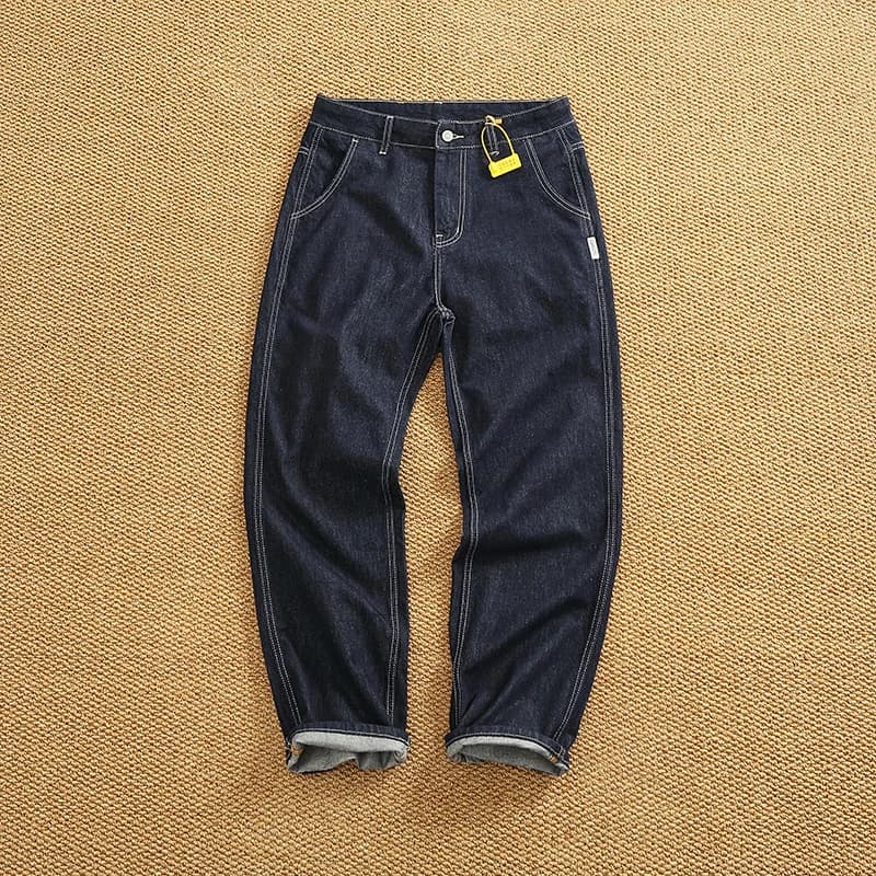 Processo anti-sbiadimento Jeans denim da uomo nuova estate cotone morbido traspirante colore primario pantaloni a cono dritto marea