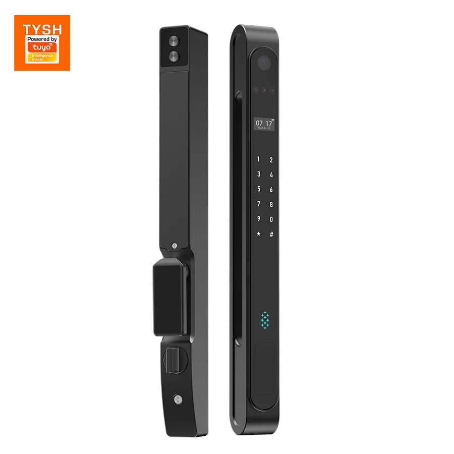 TYSH Tuya Serratura per porta scorrevole in alluminio Serratura per porta intelligente 3D Face Sblocco IP68 Password impermeabile Chiave elettronica IC Sblocco
