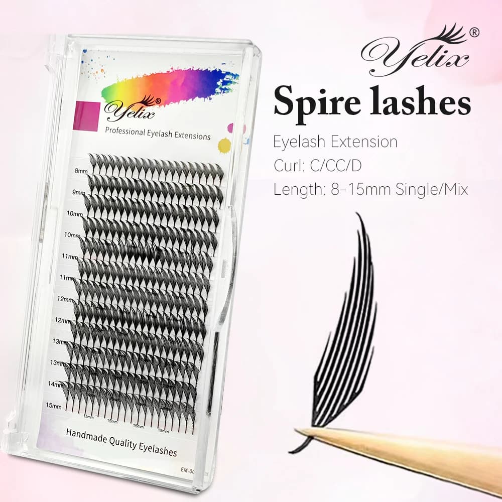Yelix Spire Lashes Shape Eyelash Extensions Spire Shaped Bloom Eye Lashes Natural Soft DIY Premade Fan Lash Extensions