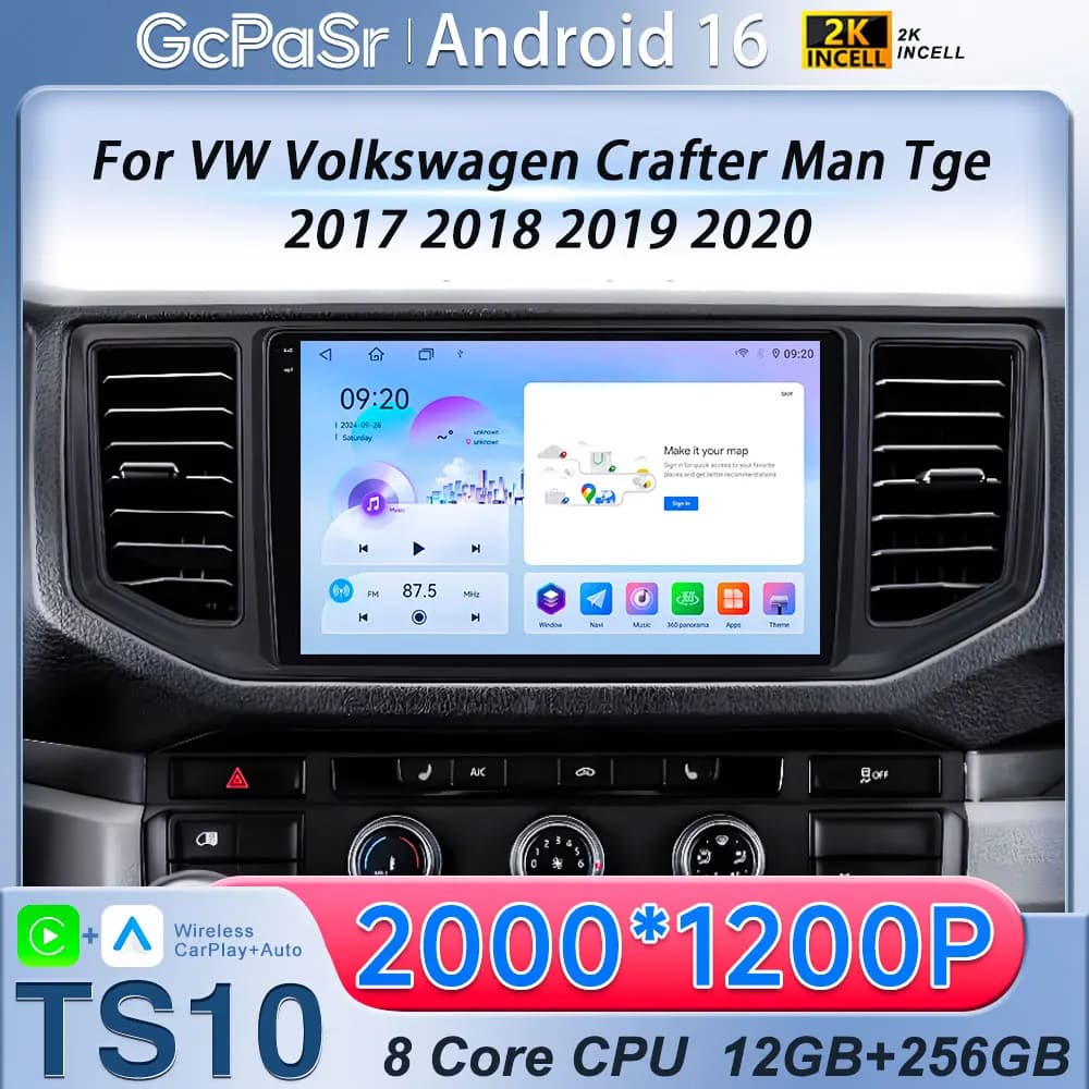 For Volkswagen Crafter 2017 - 2021 Android 16 Car Radio Multimedia Video Player Navigation stereo GPS No 2din dvd