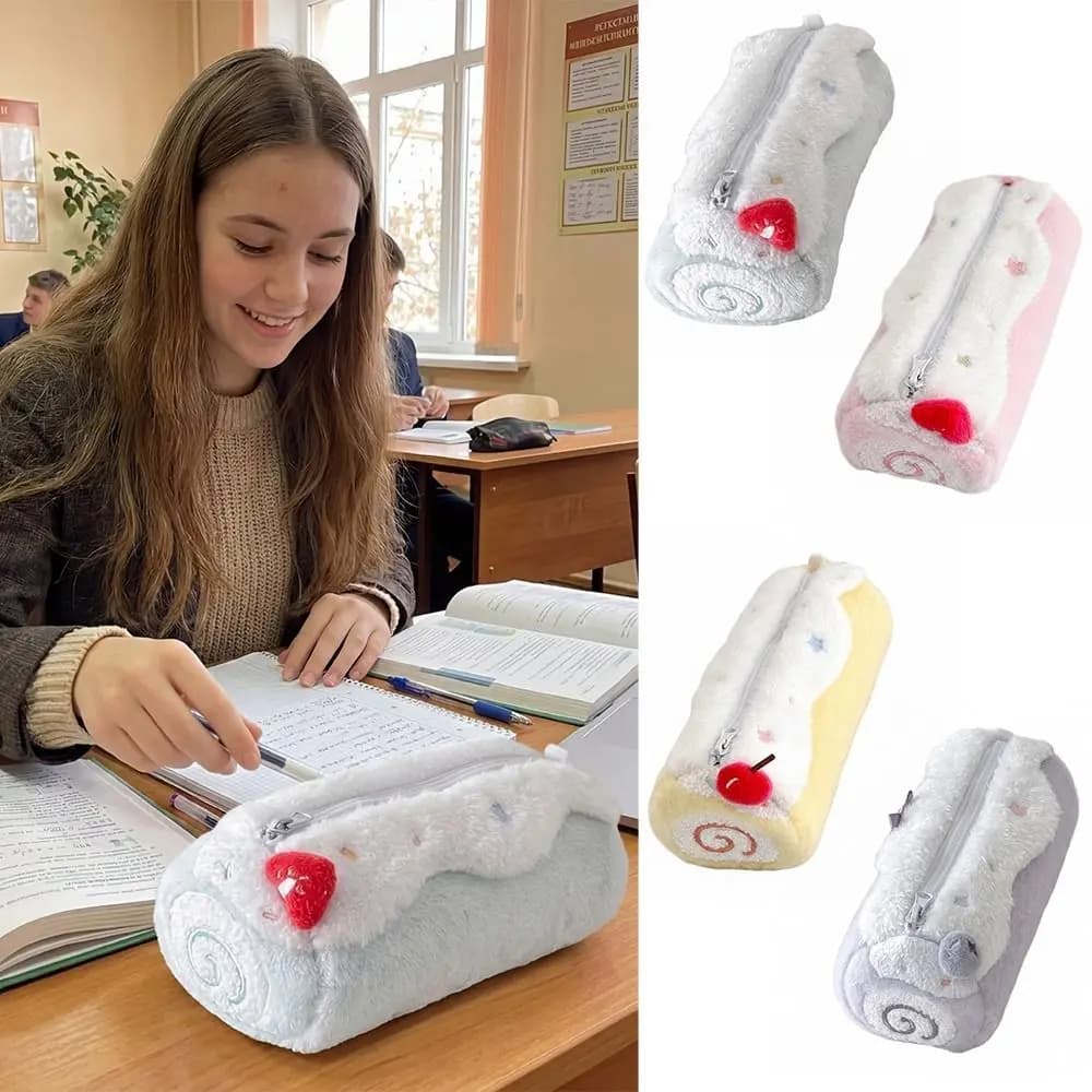 Astuccio INS di grande capacità per matite e cancelleria, design Arrotolato Svizzero, con motivo Mirtilli/Fragole/Ciliegie, per il Ritorno a Scuola