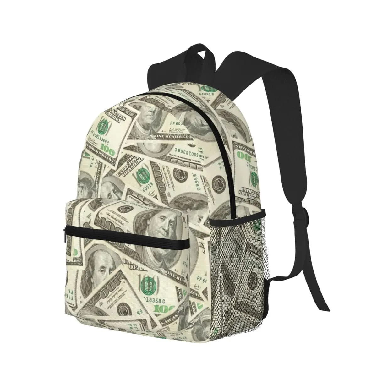 Banconote da dollari USA Zaino per studenti Borsa da scuola Zaino da viaggio per escursionismo per uomo Donna Borse a tracolla Bookbag