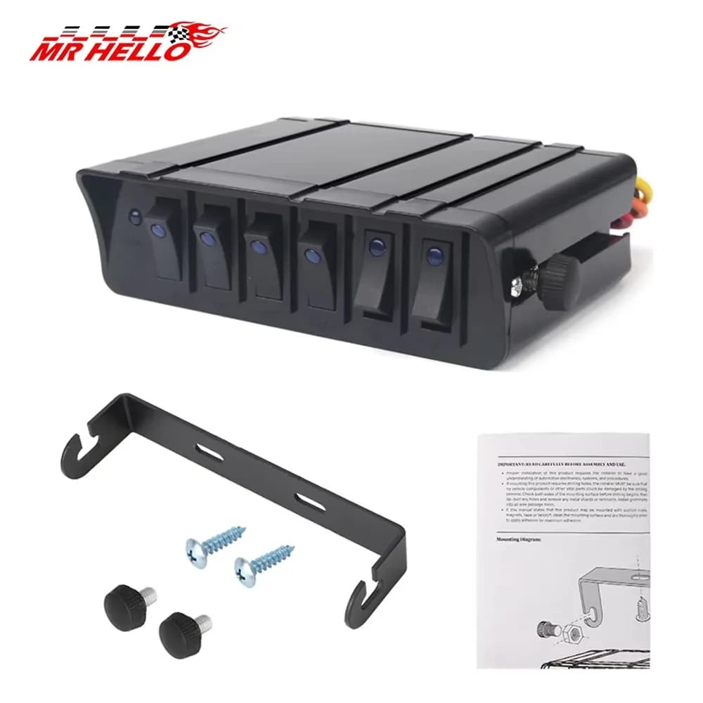 Pannello interruttori a bilanciere per barche marine a 6 gruppi con interruttori automatici Pannello interruttori a LED 12V per accessori per camion camper per barche RV