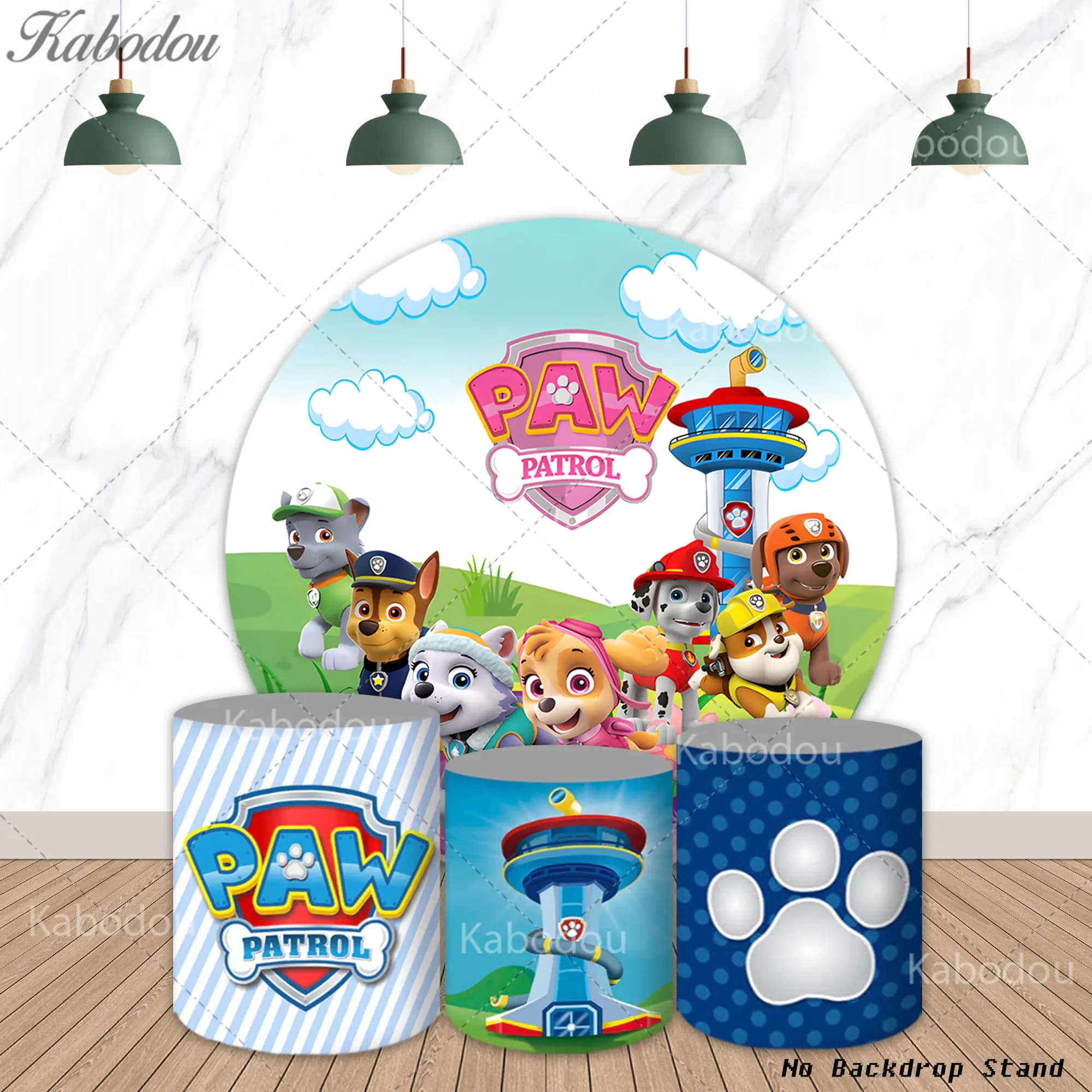 Sfondo Fotografico Rotondo Paw Patrol per Bambini, Compleanno, Baby Shower, Decorazione per Feste, Sfondo per Studio Fotografico