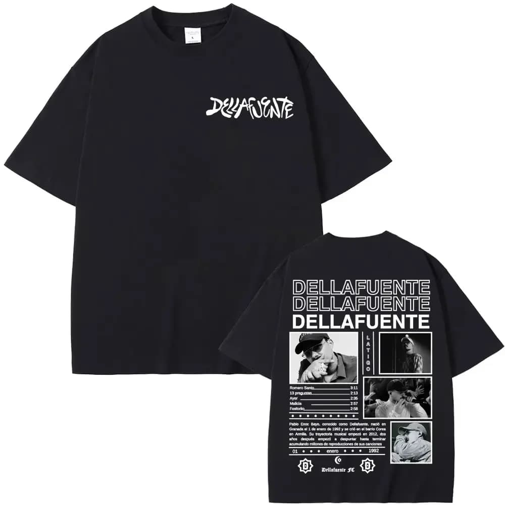 Rapper Dellafuente Nuovo Album 2025 Tour T-shirt Uomo Donna Harajuku Gotico Hip Hop Punk T Shirt Moda Casual T-shirt