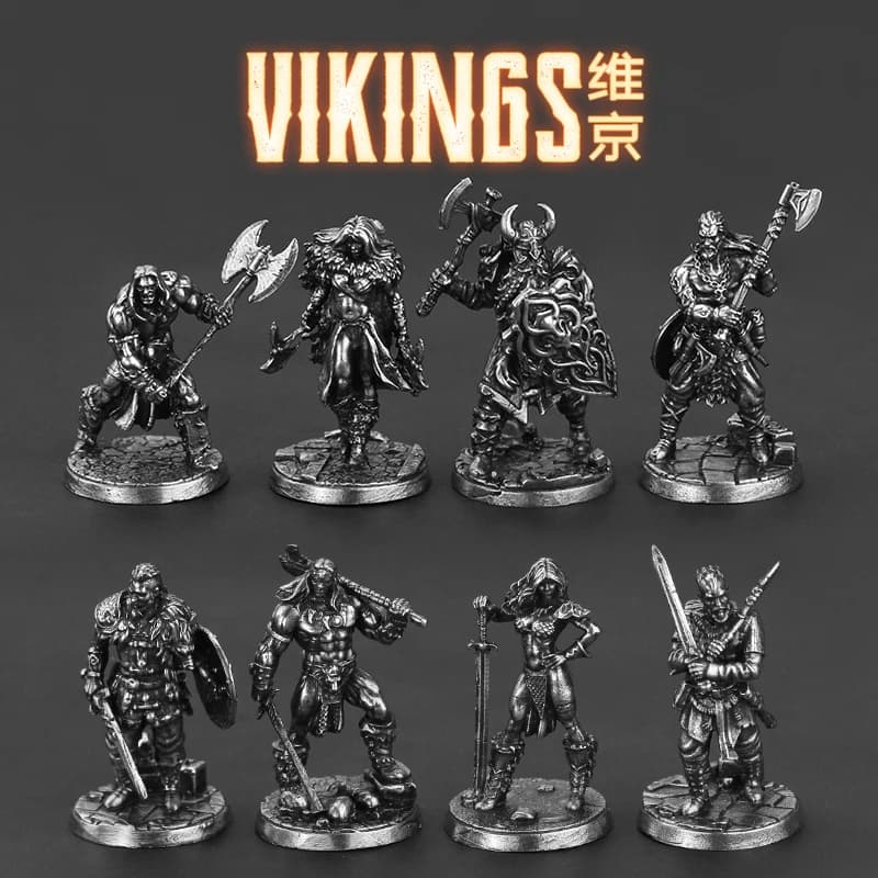 Metallo Guerriero vichingo Soldato antico Modello Action Figures Prodotto finito Gioco da tavolo Pezzo Ornamento in miniatura Accessori Ragazzi