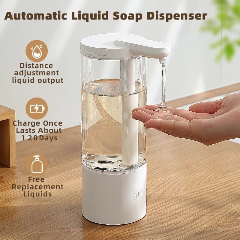 Dispenser automatico di sapone liquido da cucina da 500 ml Dispenser da bagno detersivo ad alta capacità ricaricabile senza tocco USB