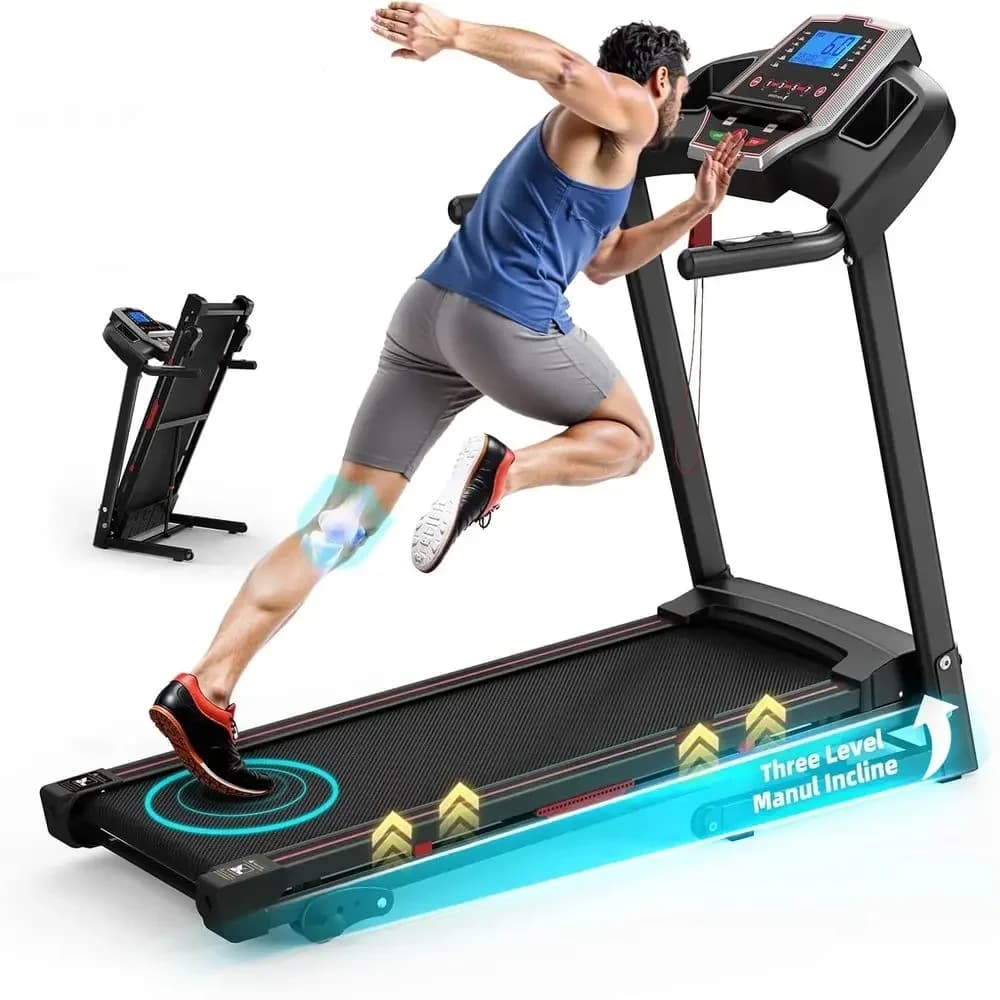High-Capacity Treadmill with 3.5HP Motor, Adjustable Incline, and Wide Belt for Running and Walking in Small Spaces