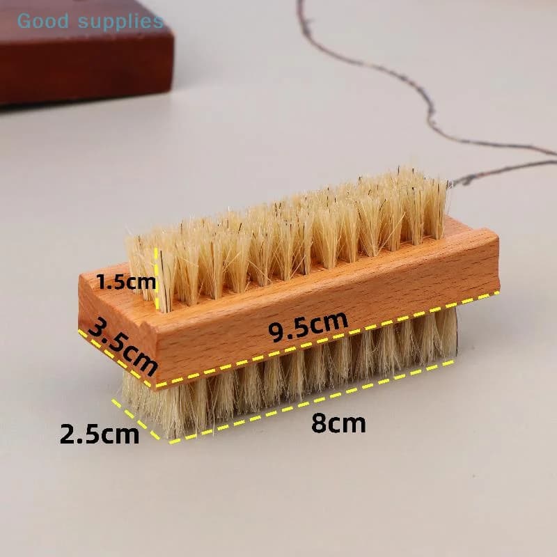 1 pz spazzola per pulizia unghie morbida bifacciale con manico in legno per manicure pedicure rimozione polvere e strumento per la pulizia delle unghie