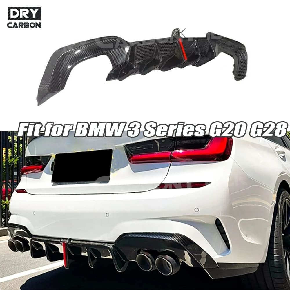 for BMW 3 Series G20 G28 M Sport M340i 2020 2021 2022 Carbon Fiber Car Rear Diffuser Bumper Lip Spoiler Splitters Bodykits
