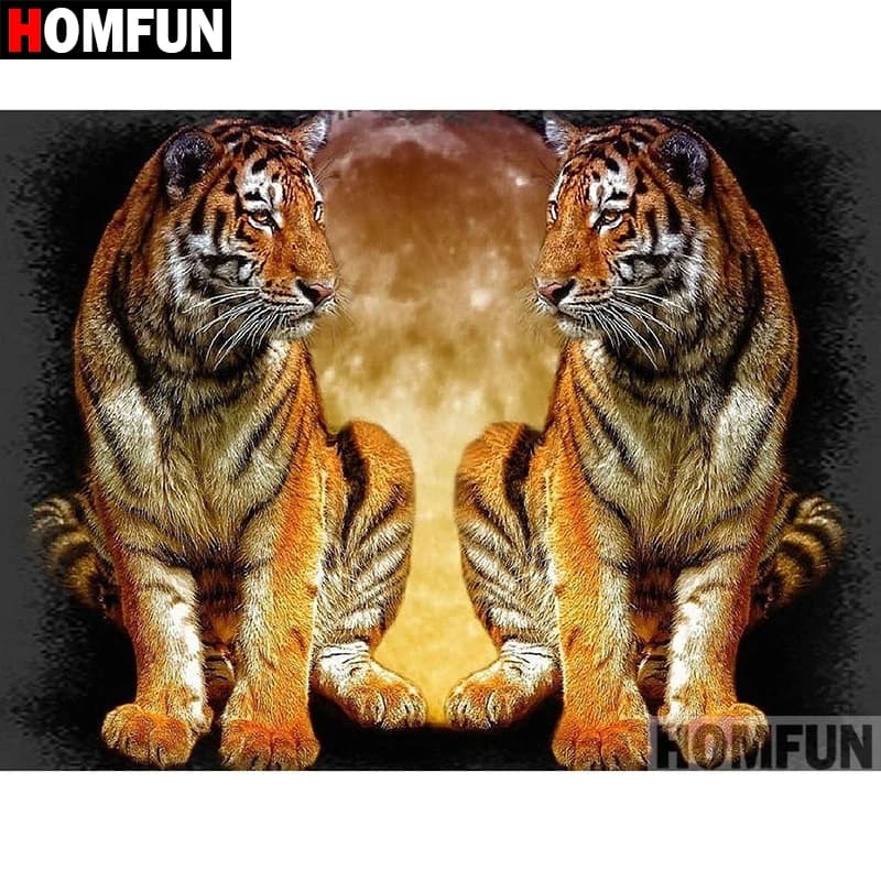 HOMFUN 5D DIY Diamond Painting Full Square/Round Drill "Animal tiger" 3D Embroidery Cross Stitch gift Home Decor A00643