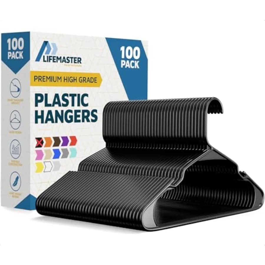 Set di appendiabiti in plastica - 100 pezzi, versatili, leggeri, salvaspazio, antiscivolo, dal design sottile, per vestiti asciutti e bagnati