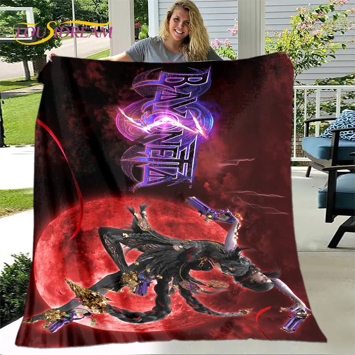 Baionetta Sexy Game Gamer Cartoon Soft Plush coperta, coperta di flanella coperta per soggiorno camera da letto divano Picnic Cover