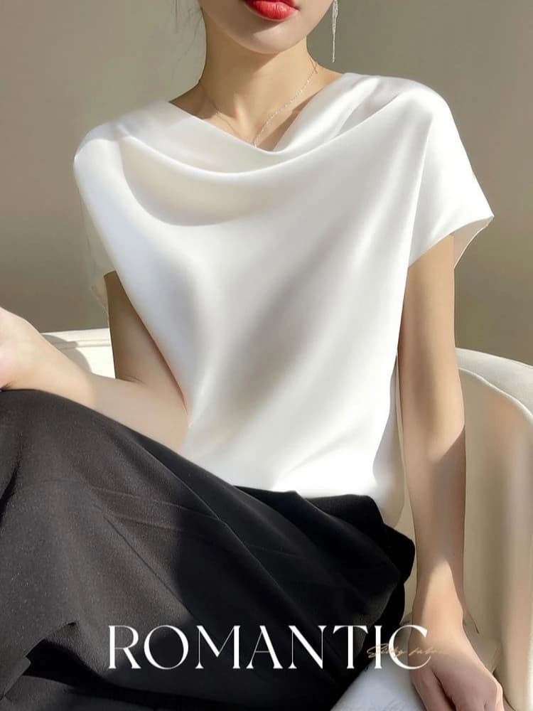 2026 New in Summer Satin Silk Half-Sleeve Tee Tops Basic Solid Women‘s T-Shirt Casual O-neck Thin Shirts Ladies Loose Blouses