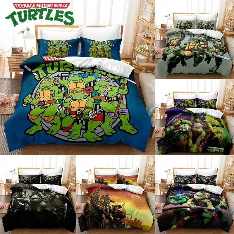 Anime Teenage Mutant Ninja Turtles Bedding Set Quilt Cover Pillowcase Cartoon Bed Bedroom Duvet Cover Decor Beddings Suit Gift