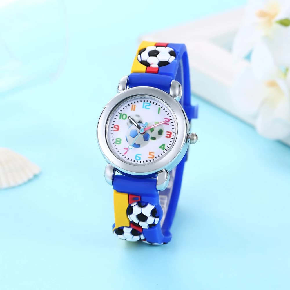 New Color Fashion Cartoon Football Students Kids Watch Quartz Watch Electronic Watch