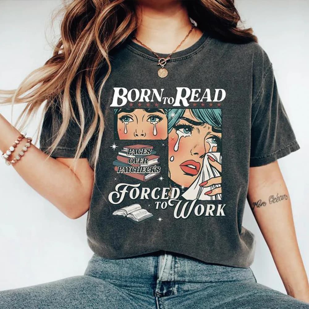 Retro Born To Read Bookish T Shirt Divertente Reader Libro Addict Camicie Libri piccanti Maniche corte Top Bookish Tee Regalo per gli amanti dei libri