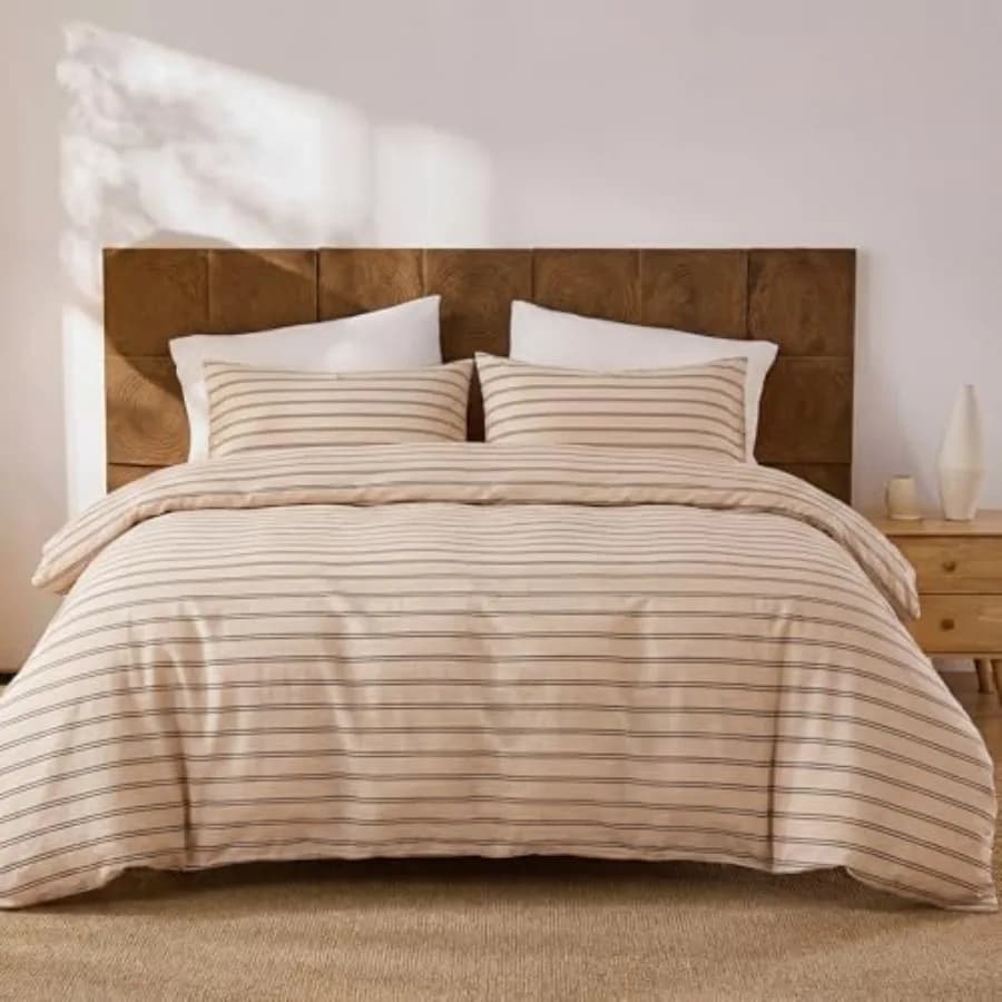 Set Copripiumino Queen 100% Cotone Doppia Garza Mussola, Leggero e Traspirante, Copripiumino Neutro con 8 Angoli