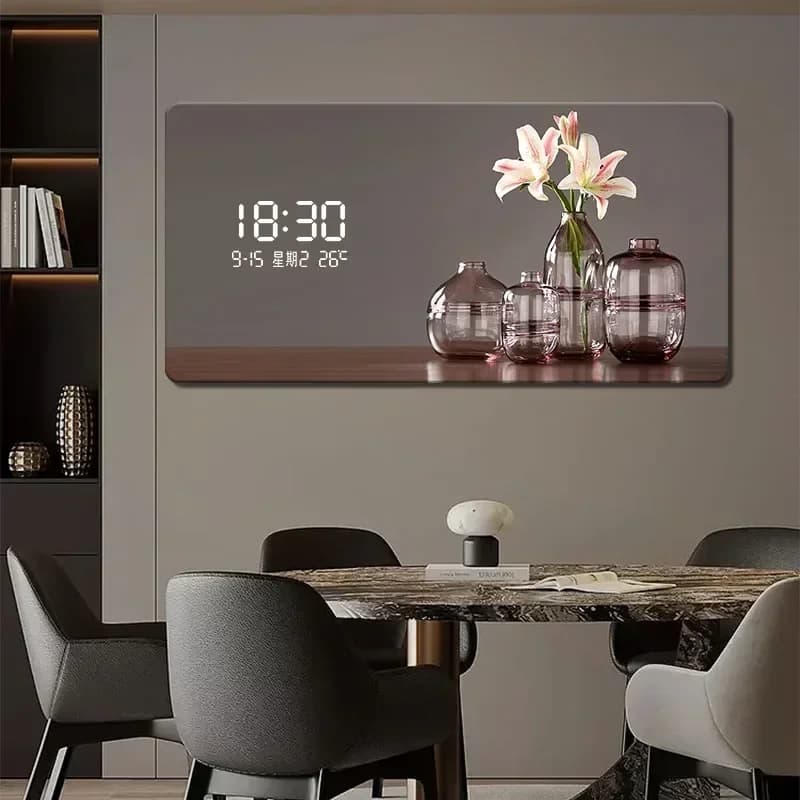 Digital wall clock with large abstract geometric display, luxurious quartz watch for the home, living room, bedroom furniture