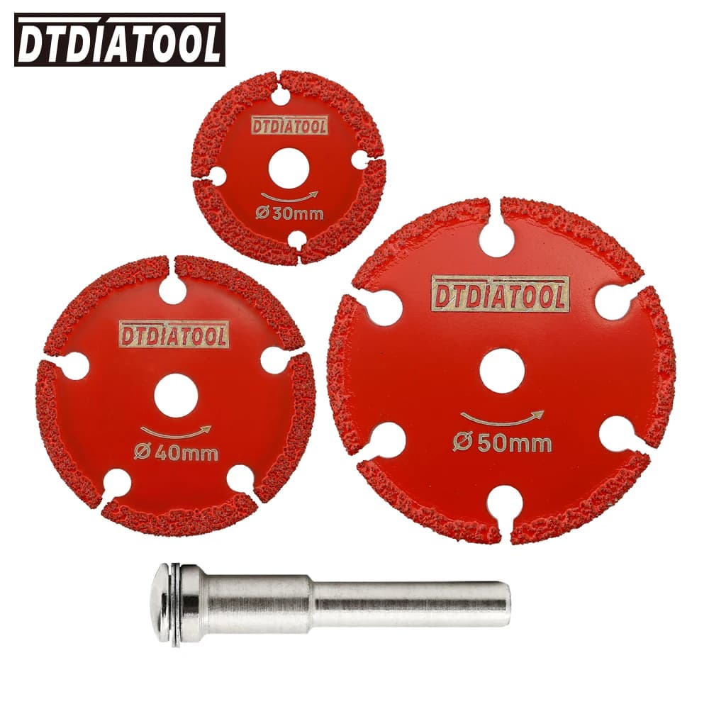 DT-DIATOOL Set di mini dischi diamantati 30/40/50mm Lama per sega in ferro Gambo rimovibile Utensile manuale Acciaio Metallo Tubo di ferro Piastra per taglio chiodo