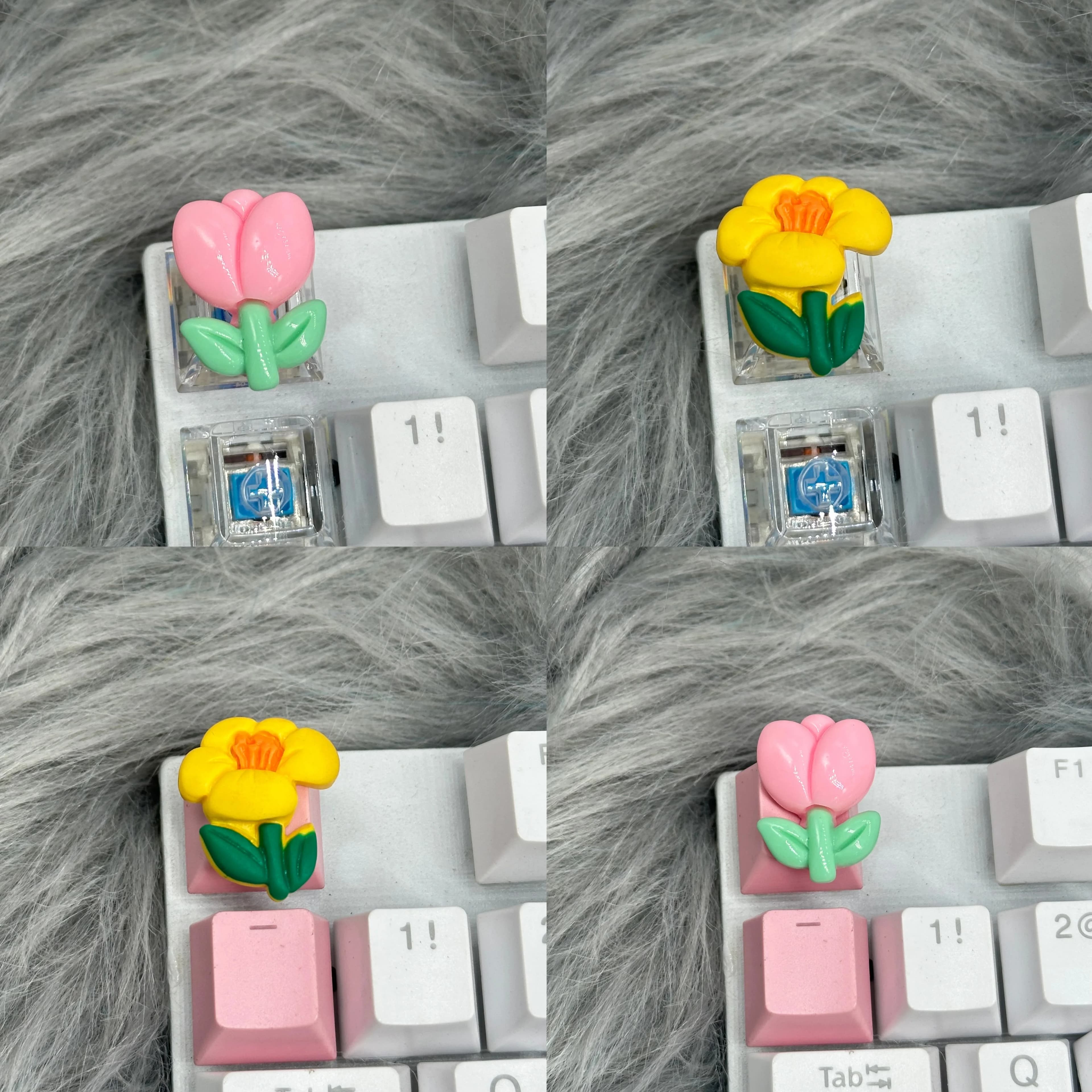 Do-it-your-trees with pretty floral melodies, fantastic semi-transparent cross mechanical keyboard, ESC base, semi-transparent pink trim