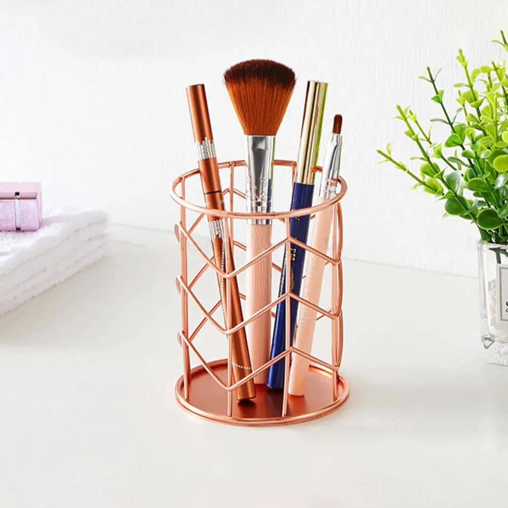 2-piece wrought iron pen holder, elegant high-end brush holder with beautiful colors and strong wear resistance, for beauty items, make-up and stationery