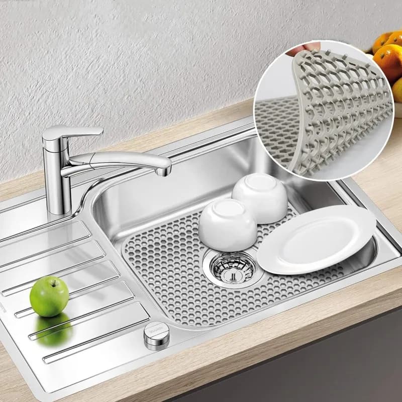 Sink Protectors for Kitchen Silicone Kitchen Sink Mat for Bottom of Stainless Steel Sink Folding Non-Slip Heat Resistant