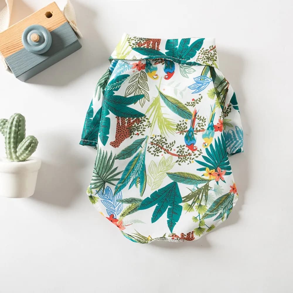 2025 New Hawaiian Beach Style Dog Shirt Breathable Soft Cat Thin Shirt Palm Tree Pattern Puppy Vest for Summer Travel