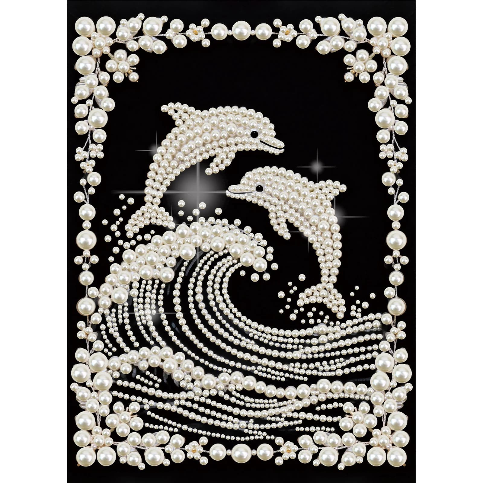 Kit di pittura artistica fai-da-te con perle e diamanti per adulti e principianti, pittura artistica scintillante con delfini, decorazione da parete fatta a mano, regalo fatto a mano