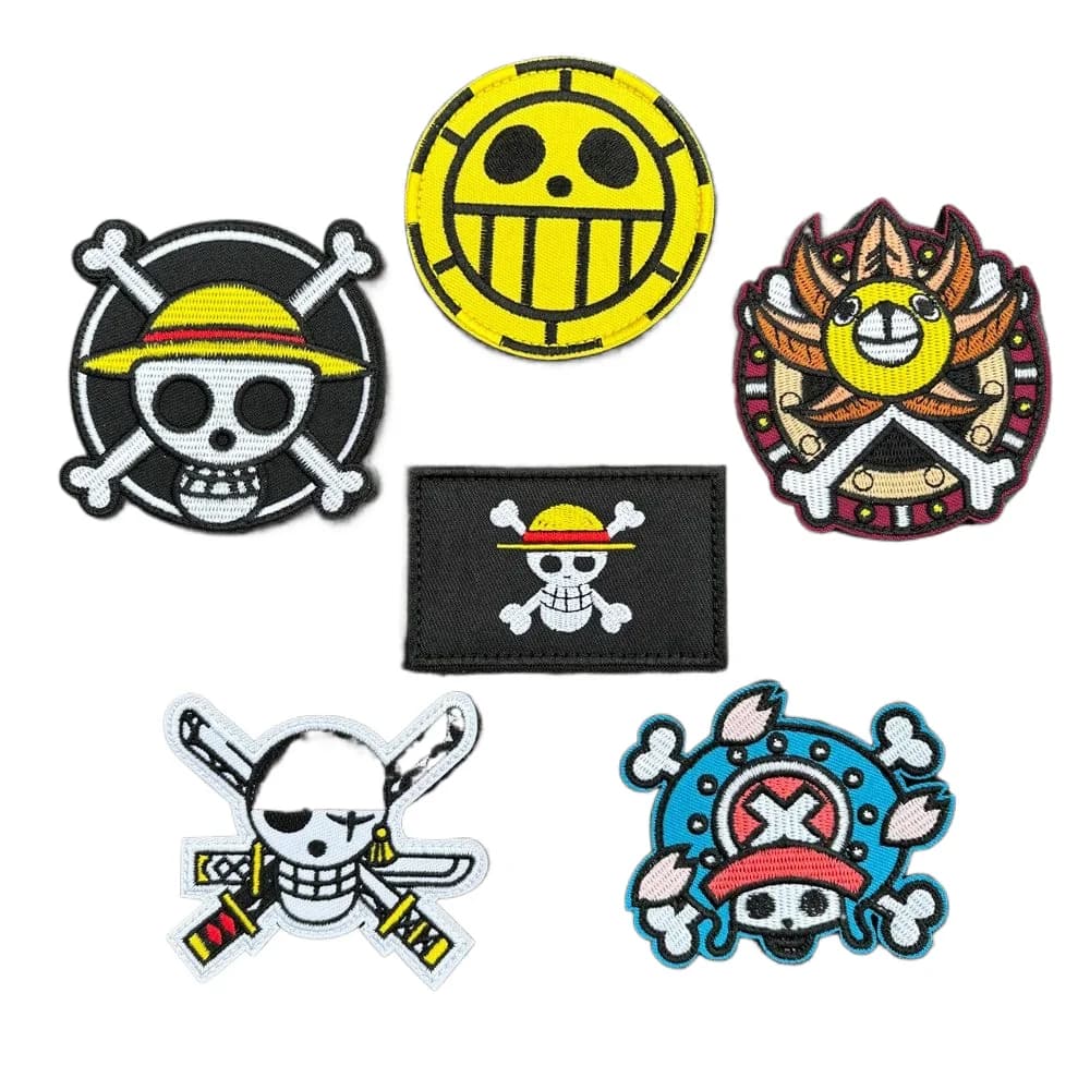 One Piece Embroidery Hook Loop Patches Luffy Chopper Zoro Morale Badges Backpack Decor Stickers