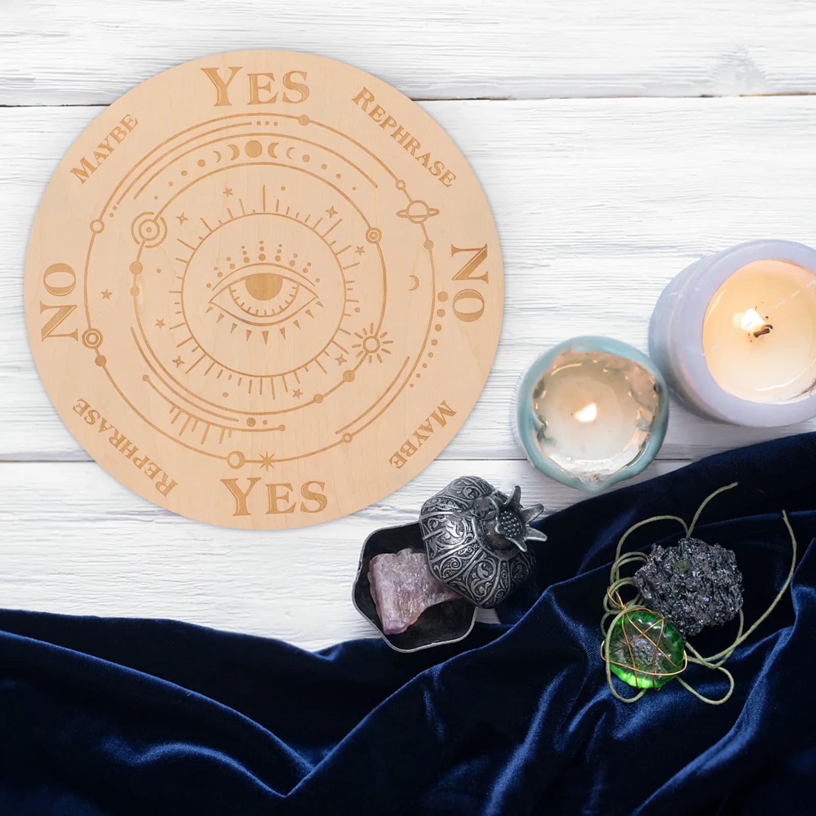 Wooden Pendulum Board Evil Eye Geometric Carving Divination Tool for Wicca Witchcraft Tarot Reading Home Decoration Dowsing