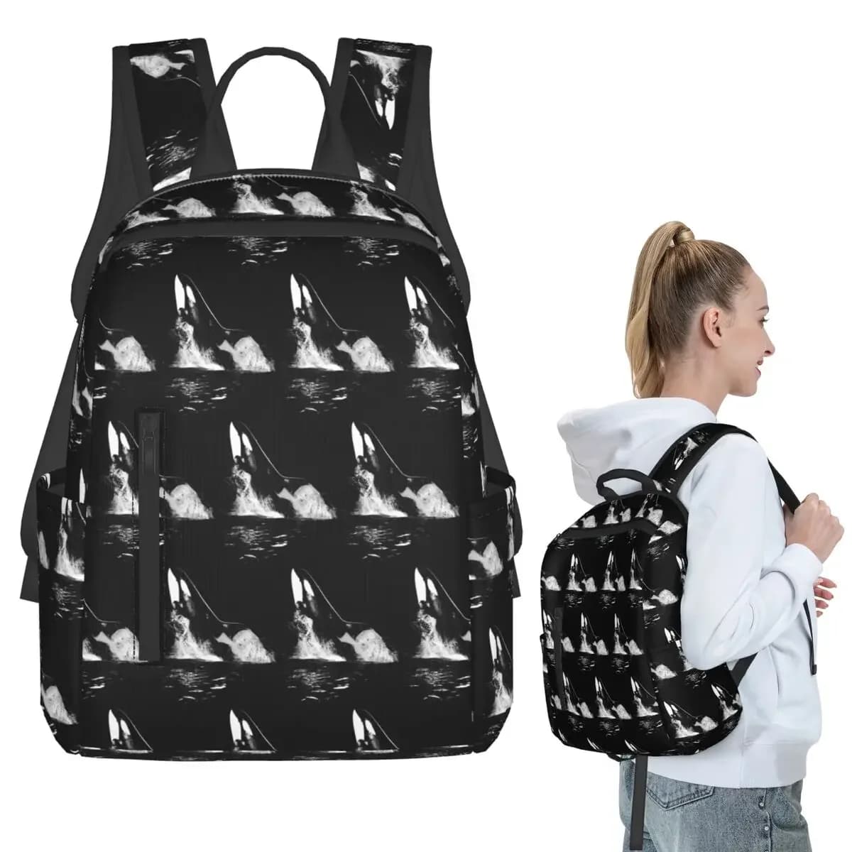 Orca Aquatic Sea Ocean Killer Whale Backpack Student BookBag Children School Bag Computer Shoulder Bags Men Women