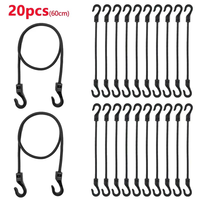 5/10/20pcs 60 centimetri Heavy Duty Elastico Bungee Shock Cord Strap Stretch Gancio di Plastica Auto Bagagli Tenda Kayak Barca Canoa Biciclette corda cravatta