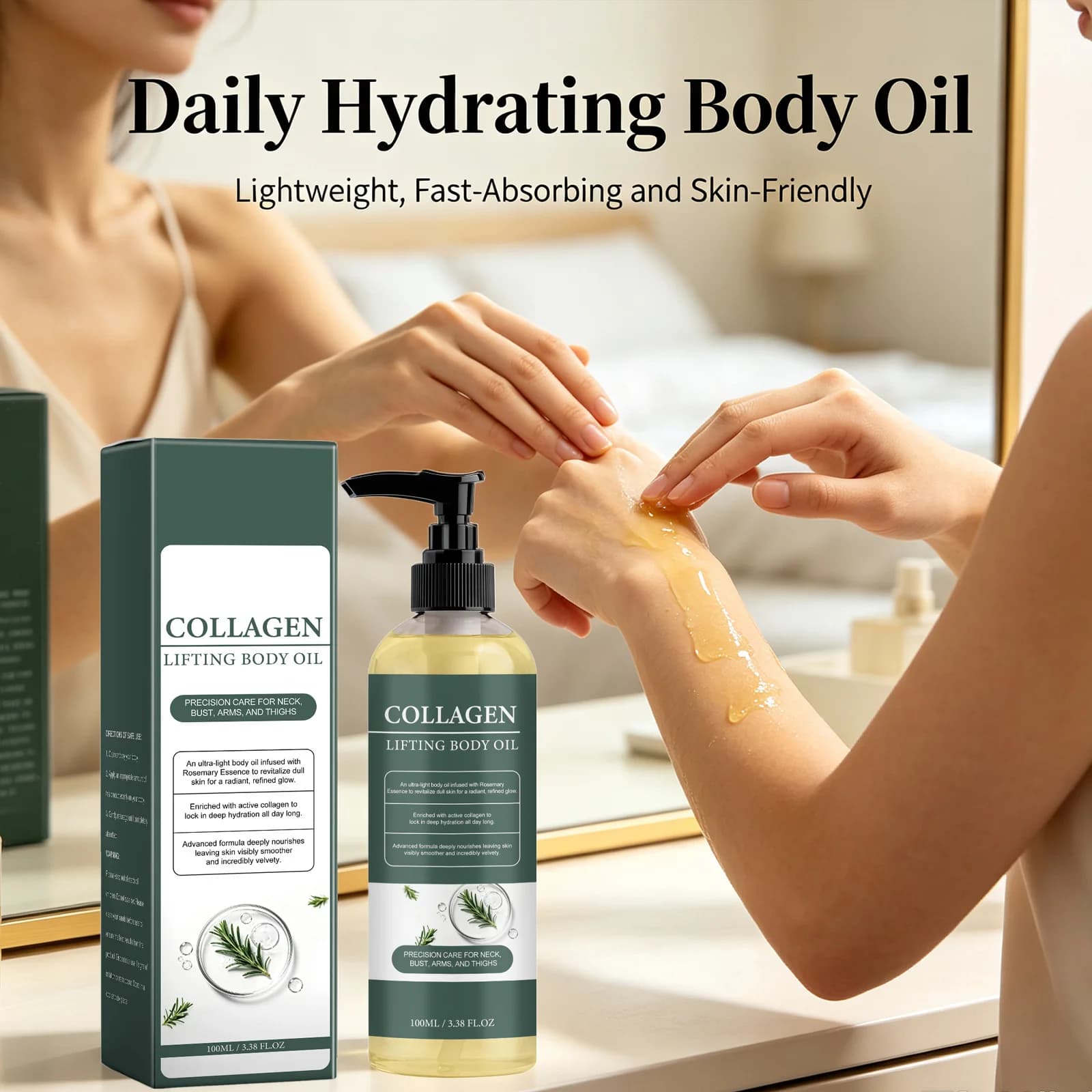 Collagen Lifting Body Oil Nourishing Improve Dryness Enhance Smoothness Lightweight Fast‑absorb Rosemary Moisturizing Body Oil