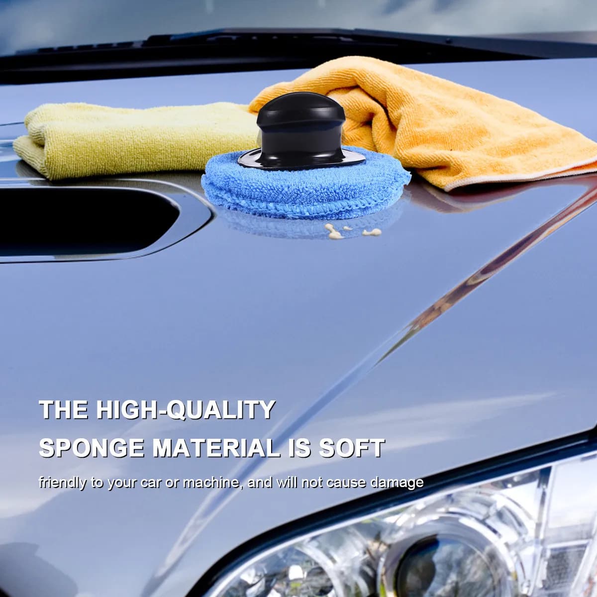 Set di 8 Spugne per Auto con Manico Ergonomico, Combo Premium per Lucidatura e Dettaglio dell'Auto