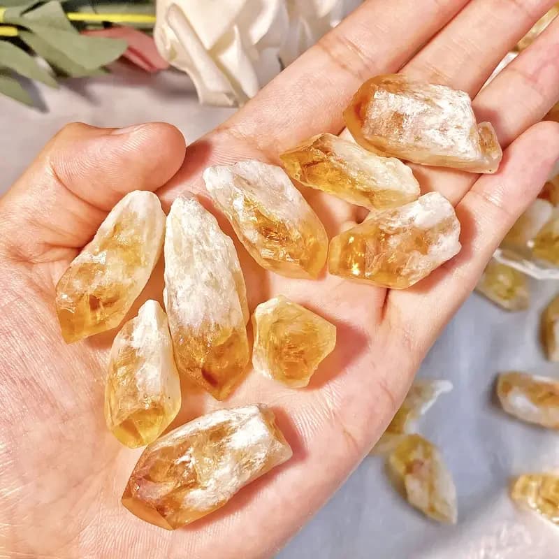 5/10 pz. Scaglie di Cristallo di Citrino Naturale Brasiliano, per Diffusori di Aromi, Gioielli Fai-da-te e Decorazioni con Minerali
