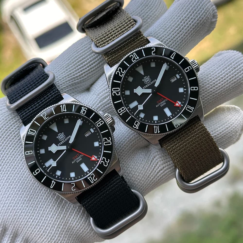 STEELDIVE Orologio GMT da uomo 41mm Orologio da polso meccanico automatico militare 30ATM Impermeabile BGW-9 Zaffiro luminoso NH34