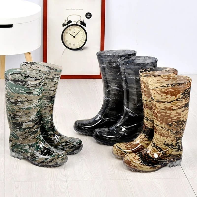 Big Size High Farming Camouflage Male Shoes Hiking Original Pvc Waterproof Quality Wellies 2025 Rubber Designer Men's Rain Boots