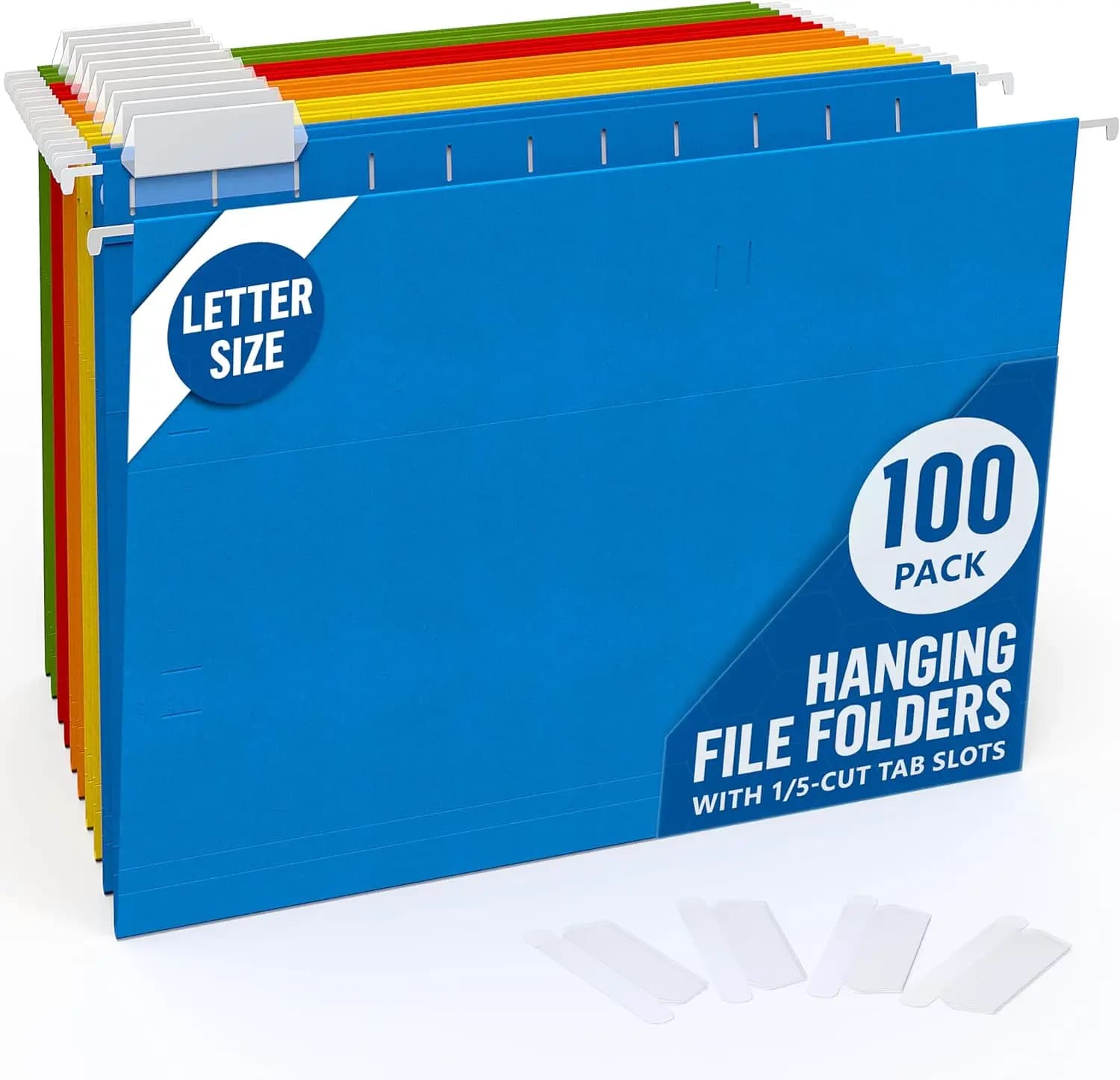 Confezione da 100 Cartelle Sospese Formato Letter con Linguette, 5 Colori per l'Organizzazione dell'Archivio