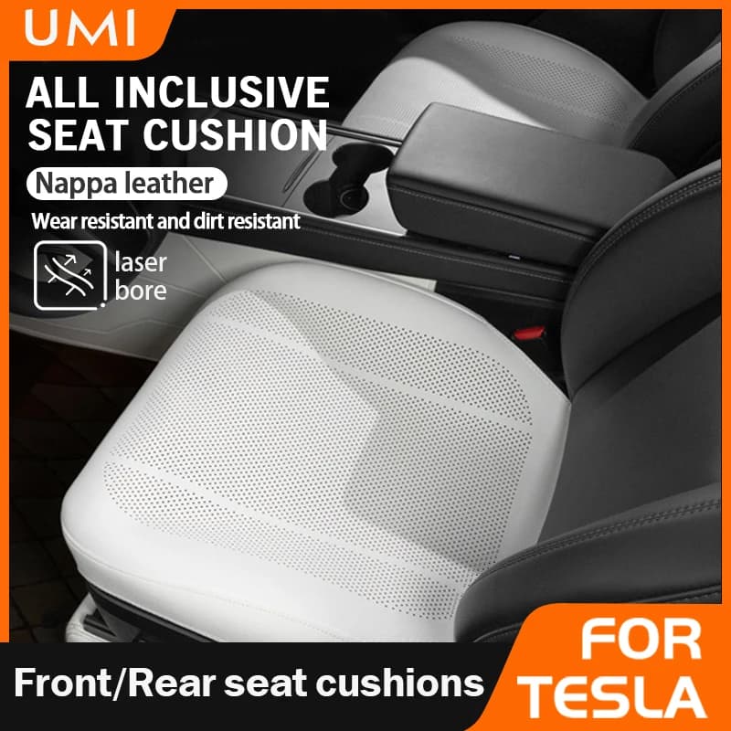 Per Tesla Cuscino per auto Tappetino protettivo traspirante in pelle nappa Cuscino per seggiolino auto antiscivolo estivo Accessori auto
