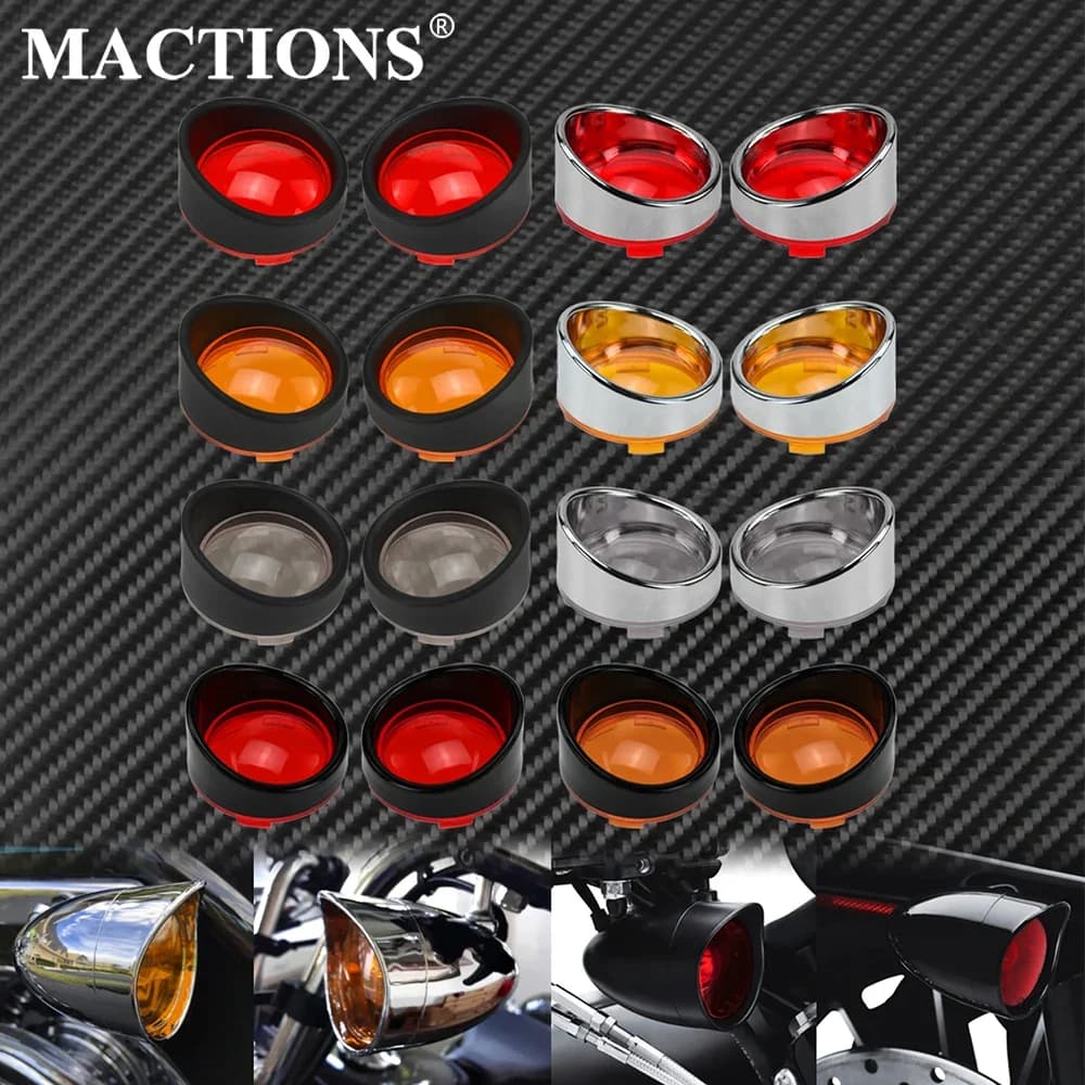 Moto 2 pz Visiera-Stile Indicatori di direzione Cornici Nero Cromo Fumo Ambra Rosso Copriobiettivo Per Harley Sportster XL Softail Touring