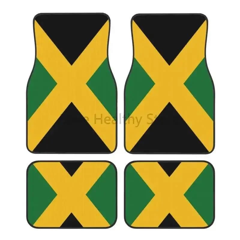 Flag of Jamaica Print Car Floor Mats of 4 Pcs Front and Rear Foot Mats with Rubber Backing Non Slip Car Carpets Rugs Universal