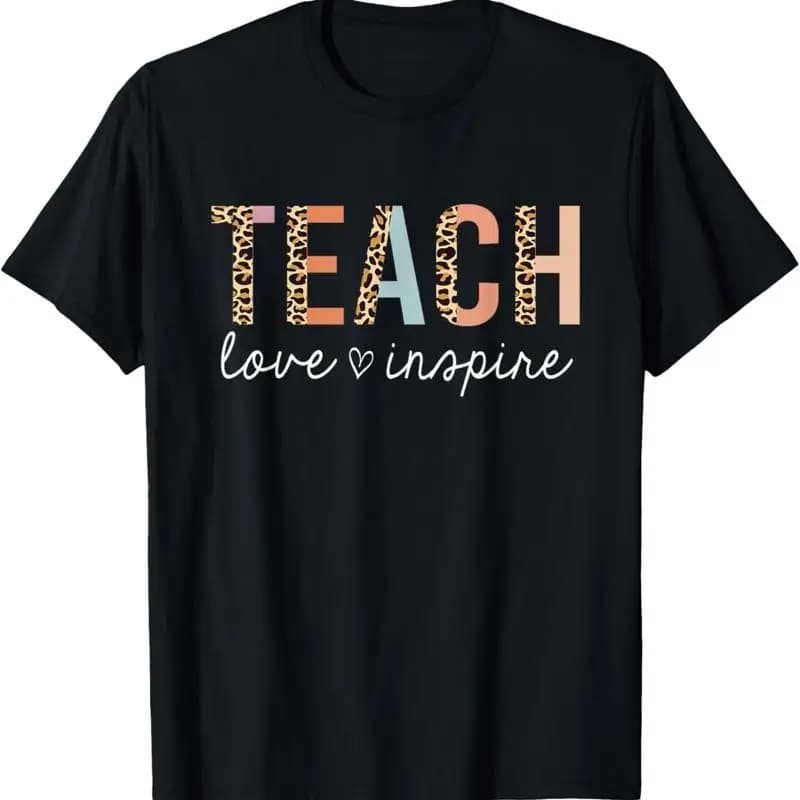 Teach Love Inspire Leopard Ritorno a scuola Maglietta carina per insegnante
