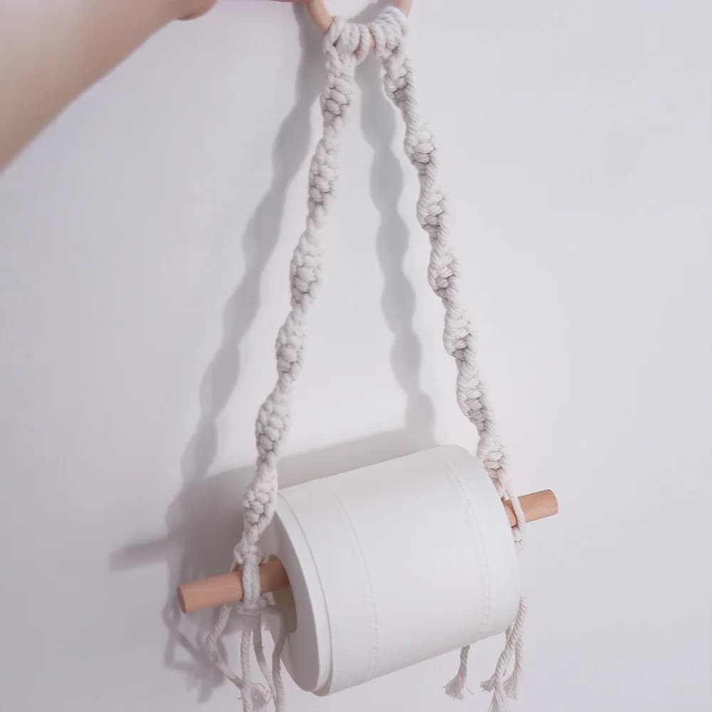 Nordic Style Bohemian Paper Towel Rack Cotton Thread Bohemia Toilet Tissue Holder Wall Hanging Creative Tissue Storage Rack