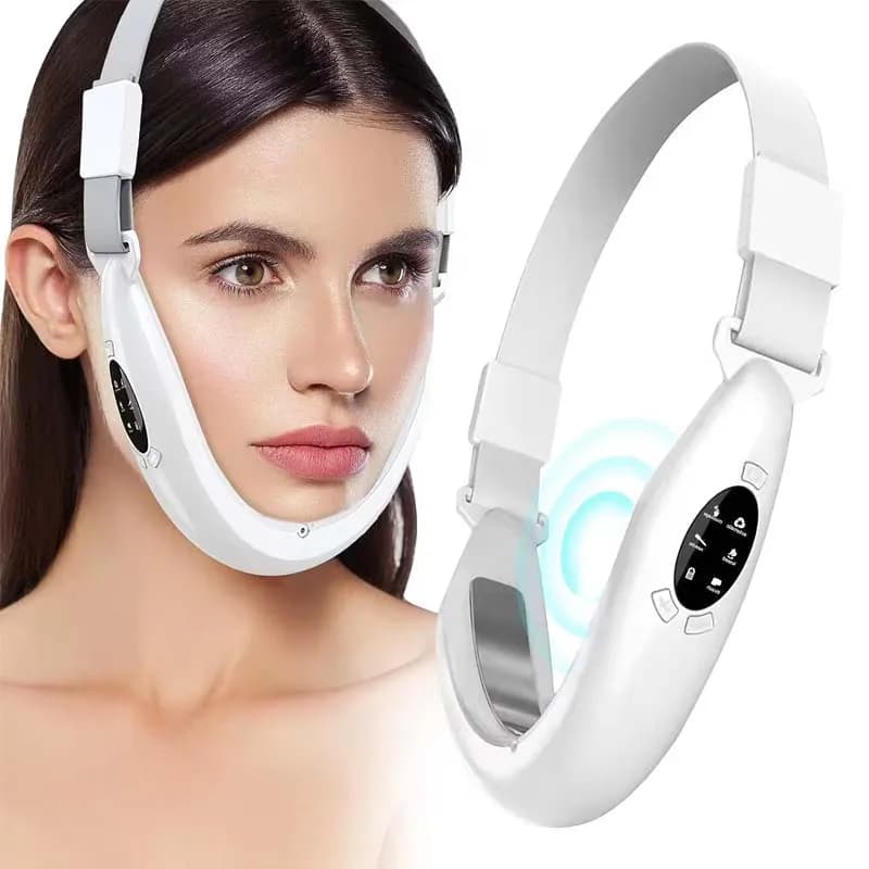 V Dispositivo per il lifting del viso Terapia fotonica a LED Vibrazione Massaggiatore facciale Viso Dimagrante Doppio mento Rimozione Cintura di sollevamento Cura della pelle