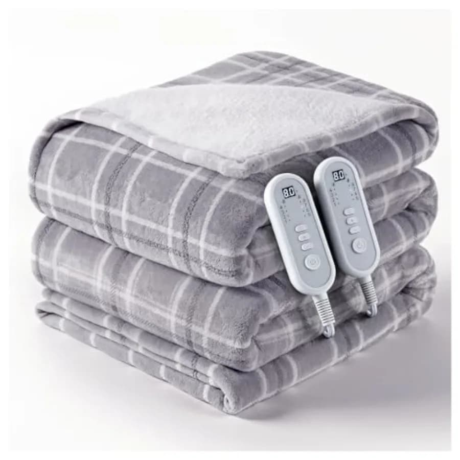 Coperta Elettrica King Size, Coperta Riscaldante in Morbido Flanella con Spegnimento Automatico dopo 10 Ore, 8 Livelli di Riscaldamento, Lavabile in Lavatrice